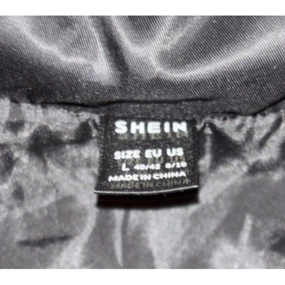 SHEIN Women's Black Puffer Zip-Up Crop Jacket SZ Large - Picture 4 of 5